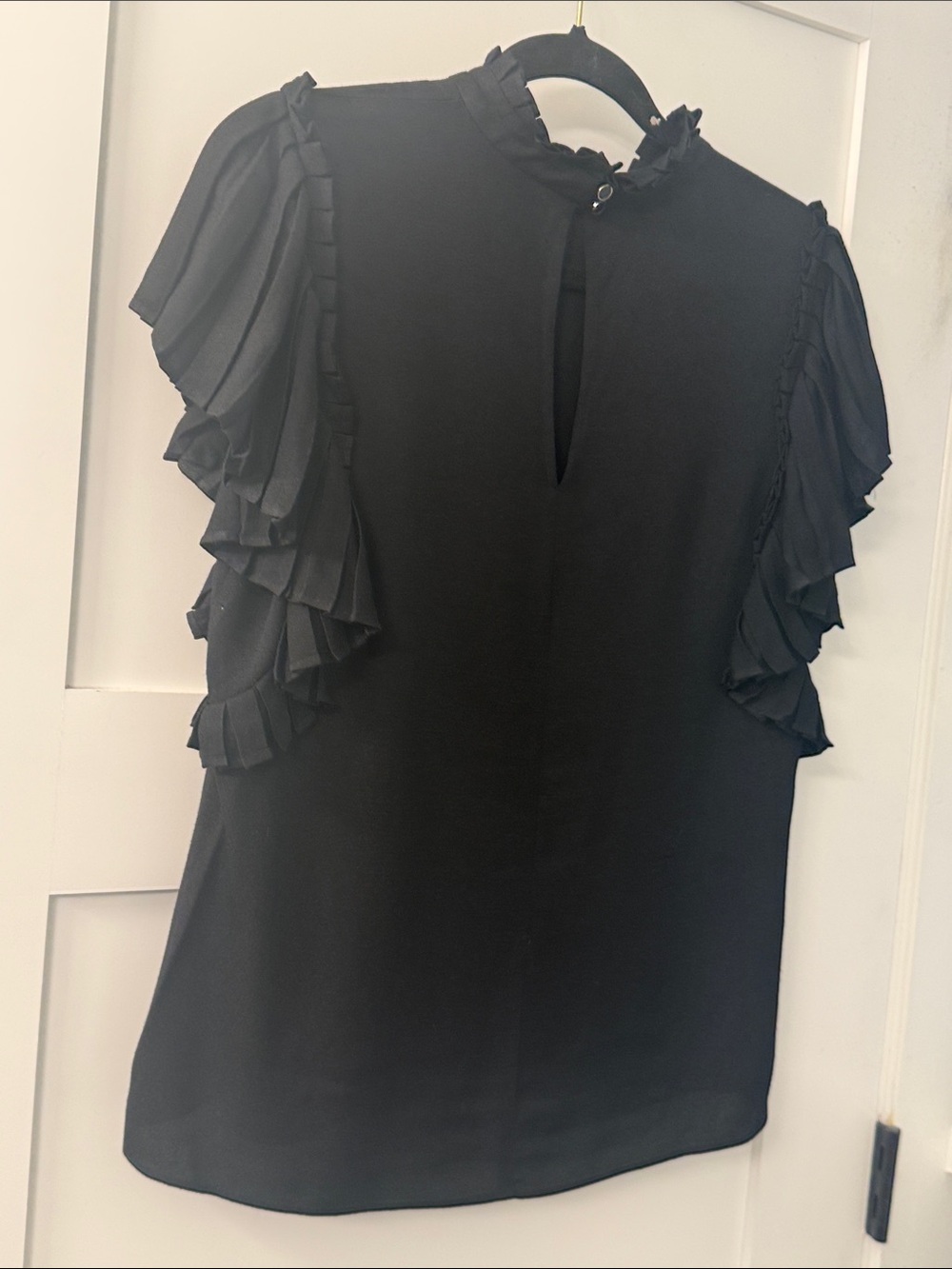 kate spade black ruffle-sleeve mock neck blouse - Picture 8 of 12